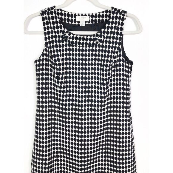 LOFT shift dress, black and white print, 2 petite - Picture 2 of 6